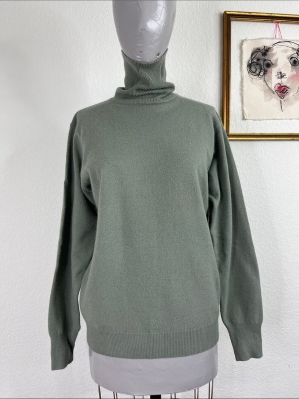 Ralph Lauren Blue Label VTG Sage Turtle Neck Cashmere Lambswool Sweater